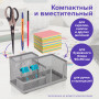 Подставка-органайзер BRAUBERG Germanium, металлическая, 3 секции, 102*186*95 мм, серебристая, 231987