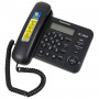 Телефон PANASONIC KX-TS2356RUB, черный, память 50 номеров, АОН, ЖК-дисплей с часами, тональный/импульсный режим