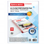 Папки-файлы перфорированные А4 BRAUBERG STANDARD, КОМПЛЕКТ 100 шт., матовые, 40 мкм, 229660