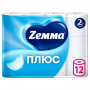 Бумага туалетная бытовая, спайка 12 штук, 2-х слойная (12х23 м), ZEWA Plus, белая, 144090