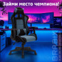 Кресло компьютерное BRABIX GT Racer GM-100, две подушки, ткань, черное/голубое, 531818