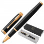 Ручка-роллер PARKER IM Core Black Lacquer GT, корпус черный глянцевый лак, позолоченные детали, черная, 1931659