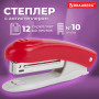 Степлер №10 BRAUBERG Original, до 12 листов, с антистеплером, красный, 222532