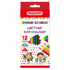 Карандаши цветные ПИФАГОР ЭНИКИ-БЕНИКИ, 12 цветов, классические заточенные, 181346