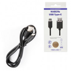 Кабель USB 2.0 AM-TypeC, 1 м, RED LINE, для подключения портативных устройств и периферии, черный, УТ000010553