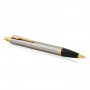 Ручка шариковая PARKER IM Core Brushed Metal GT, корпус серебристый матовый лак, позолоченные детали, синяя, 1931670