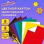 Картон цветной А4 МЕЛОВАННЫЙ (глянцевый), 8 листов 8 цветов, в папке, ЮНЛАНДИЯ, 200х290 мм, ЮНЛАНДИК В ГОРАХ, 129565