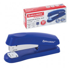 Степлер №24/6, 26/6 BRAUBERG Standard+, до 30 листов, синий, 228609