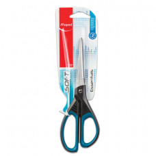 Ножницы MAPED (Франция) Essentials Soft, 210 мм, прорезиненные ручки, черно-синие, европодвес, 469210, 468310