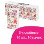 Платки носовые ЛАЙМА, 3-х слойные, 10 шт. х (спайка 10 пачек), 20х20 см, 126910