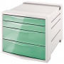 Блок из 4 закрытых лотков для бумаги, настольный, ESSELTE Colour'Ice, 285х245х365 мм, зеленый, 626285