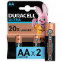 Батарейки КОМПЛЕКТ 2 шт., DURACELL Ultra Power, AA (LR06, 15А), алкалиновые, пальчиковые, блистер