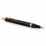 Ручка шариковая PARKER IM Core Black Lacquer GT, корпус черный глянцевый лак, позолоченные детали, синяя, 1931666
