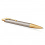 Ручка шариковая PARKER IM Premium Warm Silver GT, корпус серебристый матовый с гравировкой, позолоченные детали, синяя, 1931687
