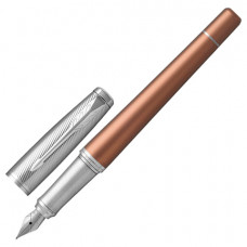 Ручка перьевая PARKER Urban Premium Orange CT, корпус светло-коричневый, хромированные детали, синяя, 1931625