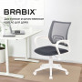 Кресло BRABIX Fly MG-396W, с подлокотниками, пластик белый, сетка, темно-серое, 532400, MG-396W_532400
