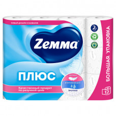 Бумага туалетная бытовая, спайка 12 штук, 2-х слойная (12х23 м), ZEWA Plus, белая, 144090