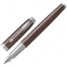 Ручка перьевая PARKER IM Premium Brown CT, корпус коричневый с гравировкой, хромированные детали, синяя, 1931676
