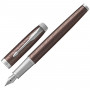Ручка перьевая PARKER IM Premium Brown CT, корпус коричневый с гравировкой, хромированные детали, синяя, 1931676