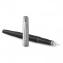 Ручка перьевая PARKER Jotter Bond Street Black CT, копус черный, детали из нержавеющей стали, синяя, 2030947