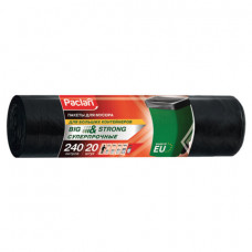 Мешки для мусора 240 л, черные, в рулоне 20 шт., ПВД, 35 мкм, 140х90 см, PACLAN Big&Strong