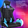Кресло компьютерное BRABIX GT Master GM-110, две подушки, экокожа, черное/голубое, 531928