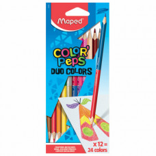 Карандаши цветные MAPED (Франция) Color Pep's, 24 цвета, трехгранные, из липы, двусторонние, 829600