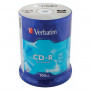 Диски CD-R VERBATIM 700 Mb 52х, КОМПЛЕКТ 100 шт., Cake Box, 43411