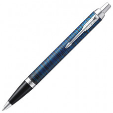 Ручка шариковая PARKER IM Blue Origin CT, корпус черный матовый, хромированные детали, синяя, 2073476