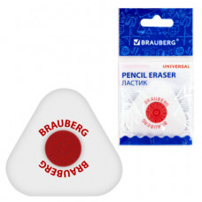 Ластик BRAUBERG Energy, 45х45х10 мм, белый, треугольный, термопластичная резина, пластиковый держатель, 222473
