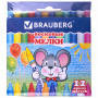 Восковые карандаши BRAUBERG/ПИФАГОР, 12 цветов, 222962