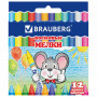 Восковые карандаши BRAUBERG/ПИФАГОР, 12 цветов, 222962
