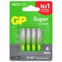 Батарейки КОМПЛЕКТ 4 шт., GP Super, AAA (LR03, 24А), алкалиновые, мизинчиковые, блистер, 24A-2CR4