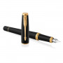 Ручка перьевая PARKER Urban Core Muted Black GT, корпус черный матовый лак, позолоченные детали, синяя, 1931593