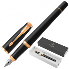 Ручка перьевая PARKER Urban Core Muted Black GT, корпус черный матовый лак, позолоченные детали, синяя, 1931593