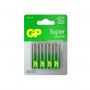 Батарейки КОМПЛЕКТ 4 шт., GP Super, AA (LR06, 15А), алкалиновые, пальчиковые, блистер