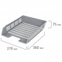 Лоток горизонтальный для бумаг BRAUBERG Basic, А4 (360х270х75 мм), с пазами, сетчатый, серый, 237012