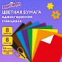 Цветная бумага, А4, мелованная (глянцевая), 8 листов 8 цветов, на скобе, ЮНЛАНДИЯ, 200х280 мм, ЮНЛАНДИК В ПАРКЕ, 129549