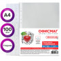 Папки-файлы перфорированные, А4, ОФИСМАГ, комплект 100 шт., гладкие, Яблоко, 38 мкм, 224601
