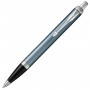 Ручка шариковая PARKER IM Core Light Blue Grey CT, корпус серо-голубой лак, хромированные детали, синяя, 1931669