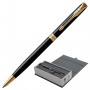 Ручка шариковая PARKER Sonnet Core Lacquer Black GT Slim, тонкая, корпус черный глянцевый лак, позолоченные детали, черная, 1931498