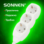 Удлинитель сетевой SONNEN U-131G, 3 розетки, c заземлением, 10 А, 1,8 м, 511431