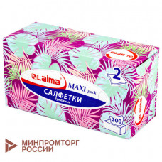 Салфетки косметические 200 шт. в картонном боксе 2-слойные, LAIMA Everyday, 20х20 см, 113589