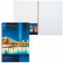 Тетрадь А4, 100 л., HATBER, спираль, клетка, глянцевый лак, карман, CITYSCAPE (Город), 100Ткм4B1сп_12523, T170090