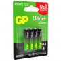 Батарейки КОМПЛЕКТ 4 шт., GP Ultra Plus, AAA (LR03, 24А), алкалиновые, мизинчиковые, блистер, 24AUP-2CR4