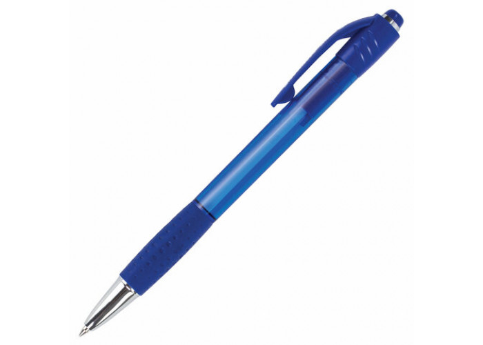 Ручка шариковая автоматическая с грипом BRAUBERG SUPER, СИНЯЯ, корпус синий, узел 0,7 мм, линия письма 0,35 мм, 143374