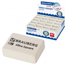 Ластик BRAUBERG Ultra Square, 26х18х8 мм, белый, натуральный каучук, 228707