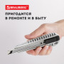 Нож универсальный 9 мм BRAUBERG Metallic, металлический корпус (рифленый), автофиксатор, блистер, 236971