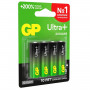 Батарейки КОМПЛЕКТ 4 шт., GP Ultra Plus, AA (LR06, 15А), алкалиновые, пальчиковые, блистер, 15AUP-2CR4