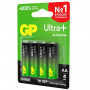 Батарейки КОМПЛЕКТ 4 шт., GP Ultra Plus, AA (LR06, 15А), алкалиновые, пальчиковые, блистер, 15AUP-2CR4